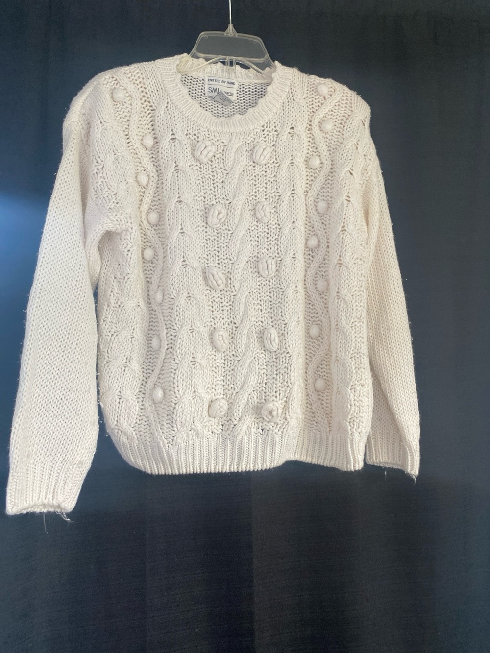 Vintage 80’s SML Sport Ivory Cable Bobble Crewneck Sweater
